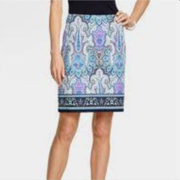 Talbots Paisley Canvas Cotton A-Line Skirt